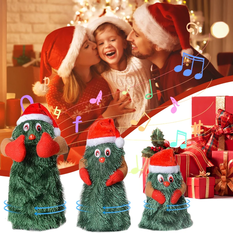 Musical Christmas Tree Electric Plush Toy Dolls Funny Cute Green Electronic Xmas Tree Musical Santa Claus Funny Xmas Decorations · v4