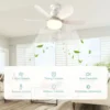 20.5in Ceiling Fan Light with Remote, 40W Socket Fan with LED, E27 Cordless Screw Electric Fan for Kitchen, Bedroom, Small Rooms 4