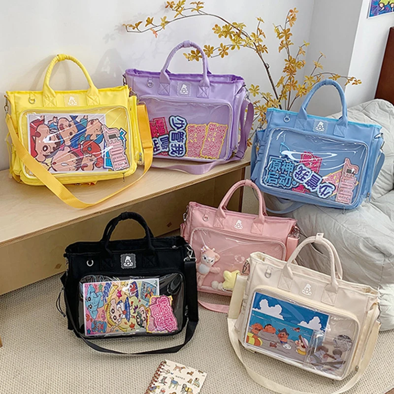 Zaino femminile quadrato alla moda Borsa a tracolla multifunzionale trasparente Borsa a tracolla per gita quotidiana di grande capacità Borse Mochilas - immagine 2