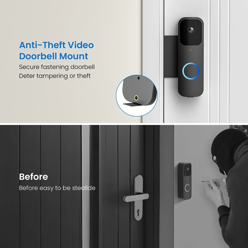 A19F-Anti-Theft Video Doorbell Mount No Drill,For Blink Video Doorbell Camera Mount Holder,Doorbell Motion Sensor Bracket
