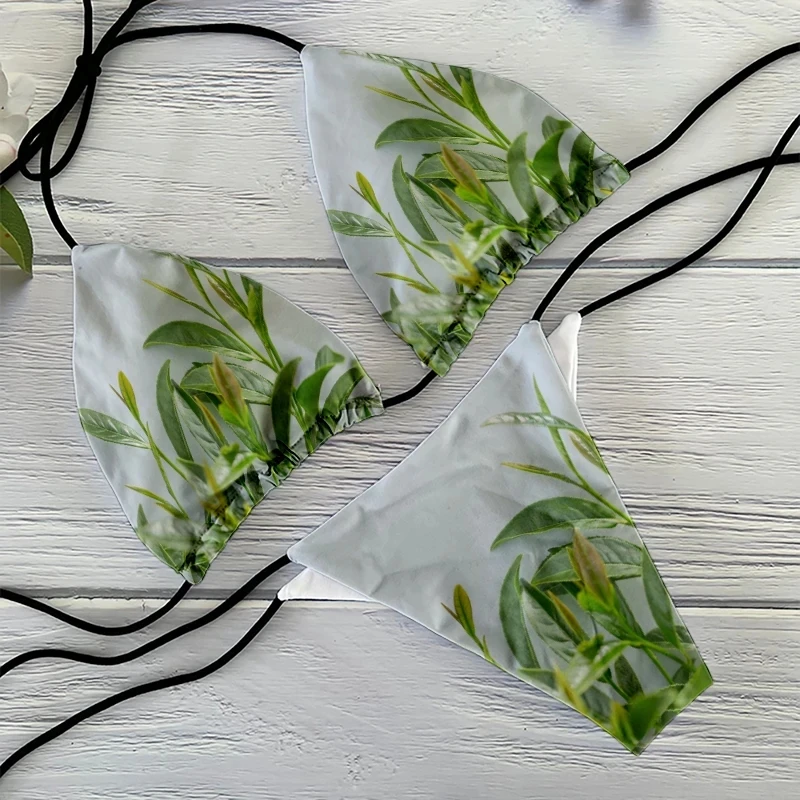 New Fashion Tea 3D Printing Swimsuit Women Sexy Two Pieces Low Waist Halter Bathing Suits Beach Bikini Surprise Gift