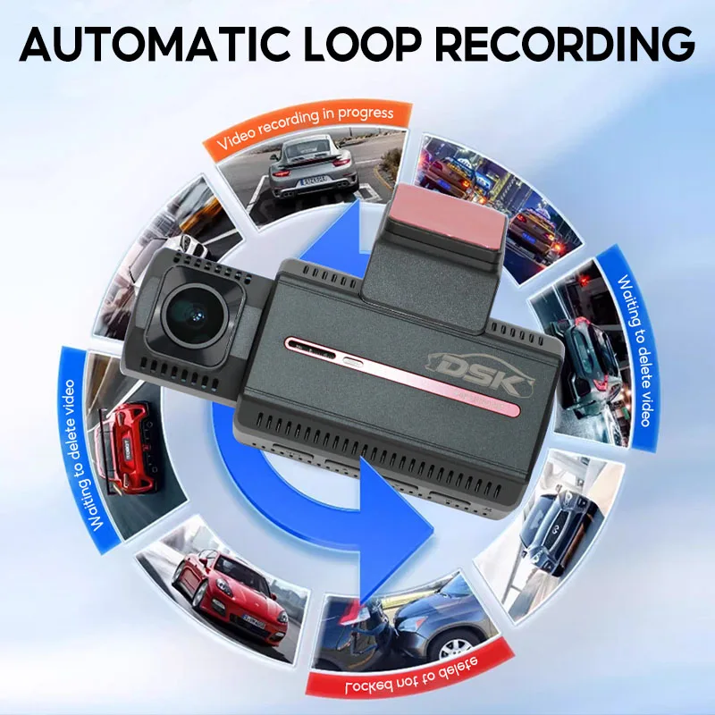 Mini 2-Inch Screen Ultra HD 4K Dash Cam 24-Hour Parking Monitoring G-Sensor Drive Recorder Infrared Night Vision Car DVR