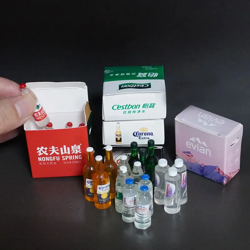 

Миниатюрная модель напитков, мини-водное пиво с коробкой для Барби OB11 1/6, аксессуары для кукольного домика, детская игра, магазин супермаркетов