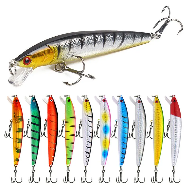 Kit leurres durs mini minnow flottants - Crankbaits wobblers pour pêche des carnassiers