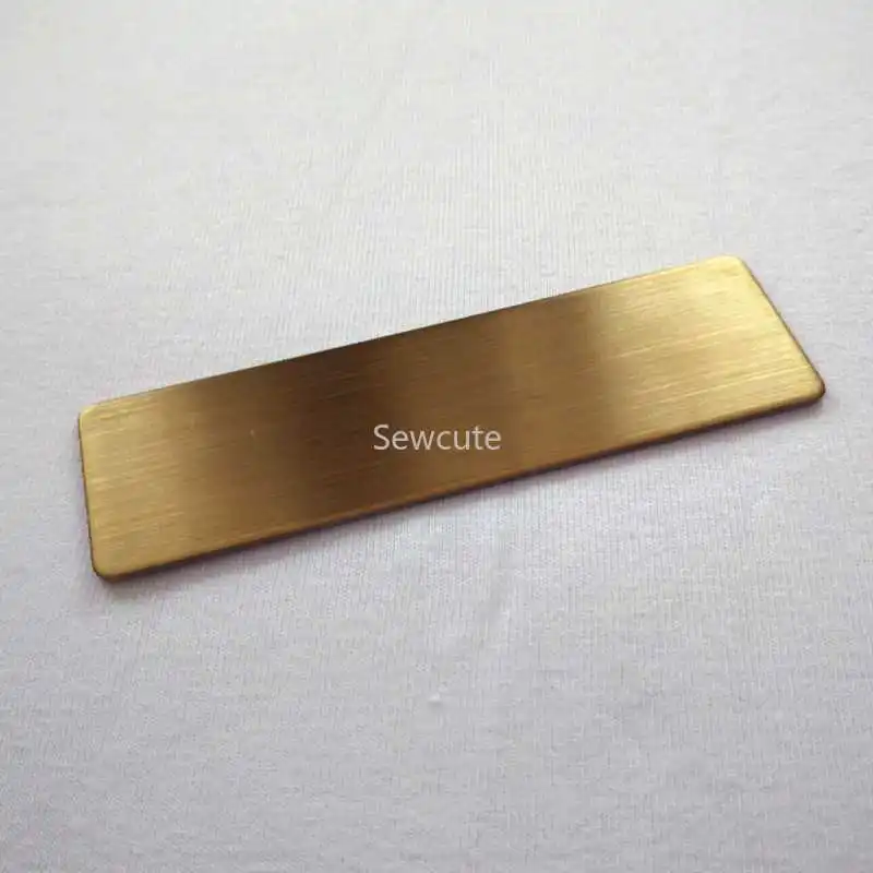 Gold Stainless Steel Name Badge Holders with Round Corners - 10 Pack, 70x20mm, Laser Engraving Ready