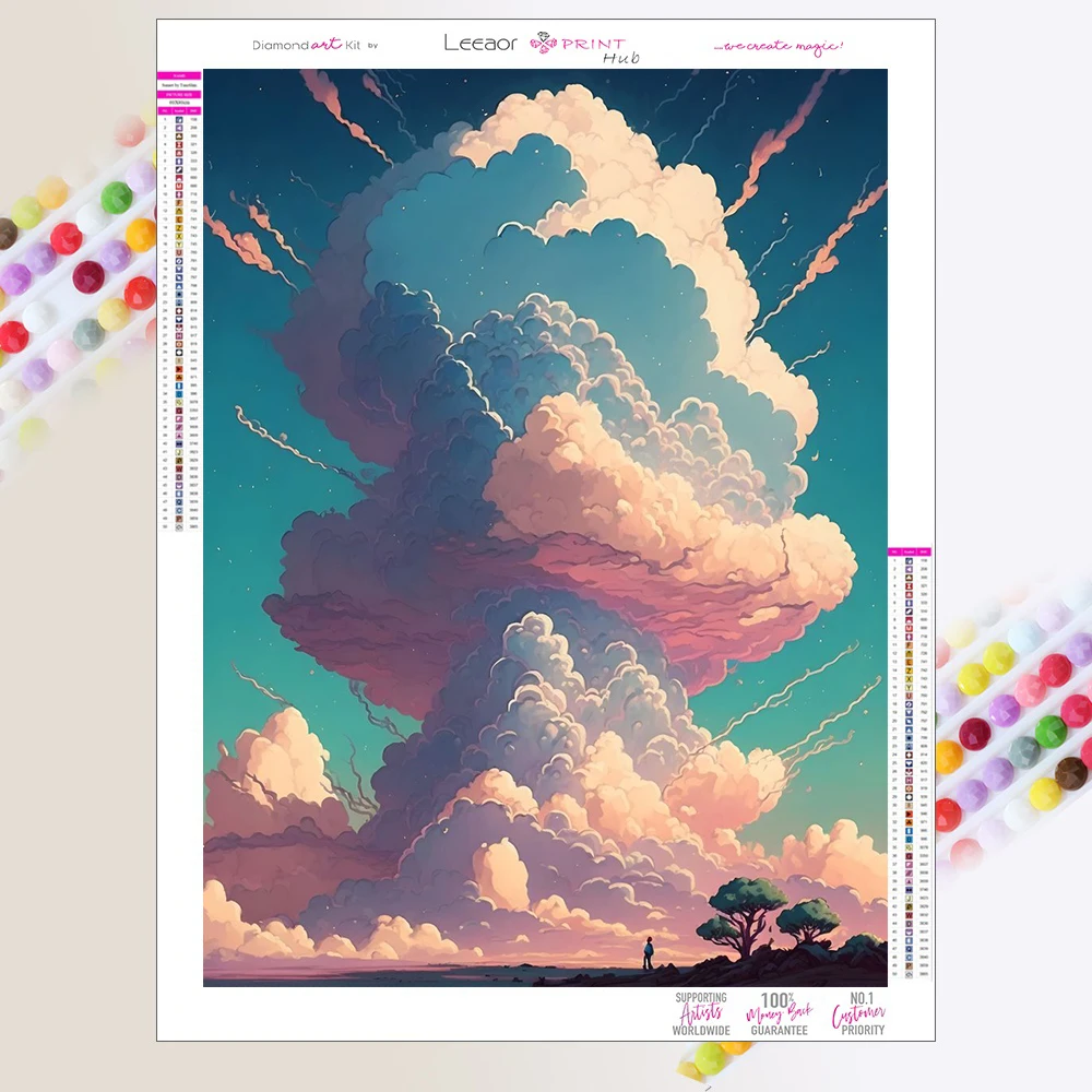 

Алмазная живопись, аниме, голубое небо, белое облако, пейзаж, Набор для вышивки крестиком, полная круглая/квадратная Алмазная вышивка, мозаика, домашний декор