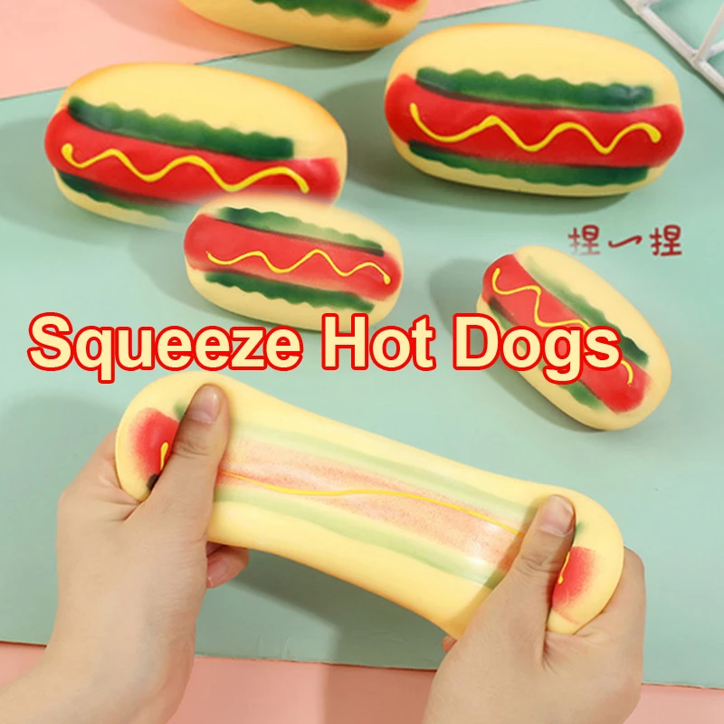 

Anti-Stress Toy Creative Food Hot Dogs Squeeze Fidget Toys Squishy Funny Play Pranks For Kids Adults Gift Prop 1pcs J199