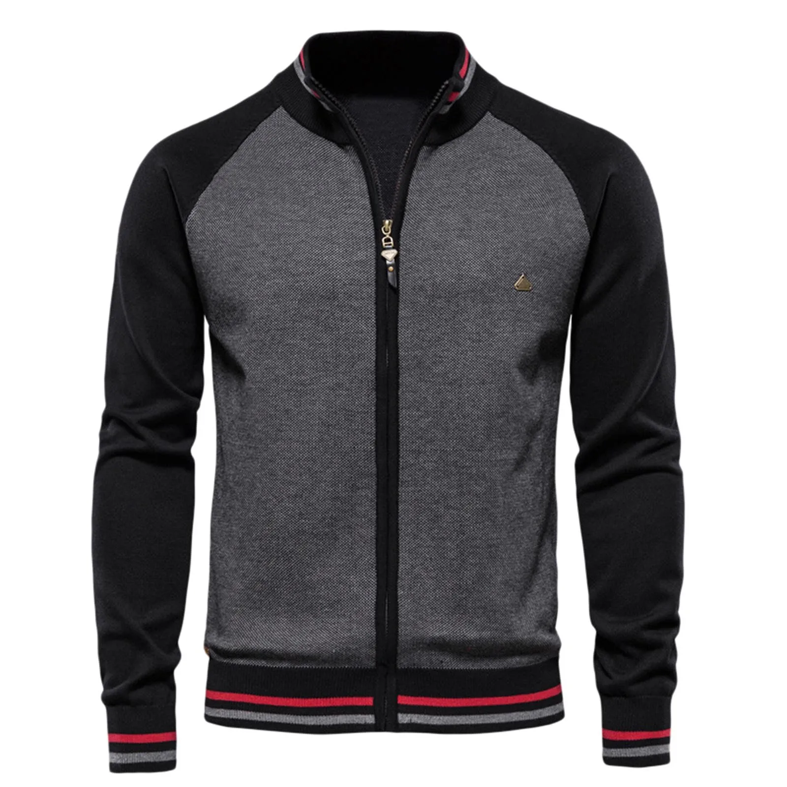 

Zipper Cardigan Swearter Mens Stand Collar Jacquard Jacket Warm Knit Coat Autumn Winter Warm Sportwear Solid sweater For Man
