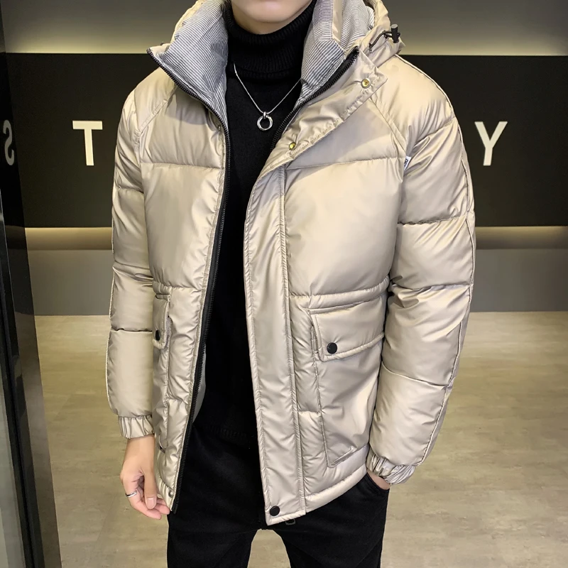 New 2023 Winter Men's Down Cotton-Padded Jackets Outwear Solid Color Thicken WADDED JACKET Warm Parkas Waterproof Loose Top Coat new winter warm thicken corduroy jackets men fur collar khaki coat 2021 casual solid color loose all match fleece thermal parkas