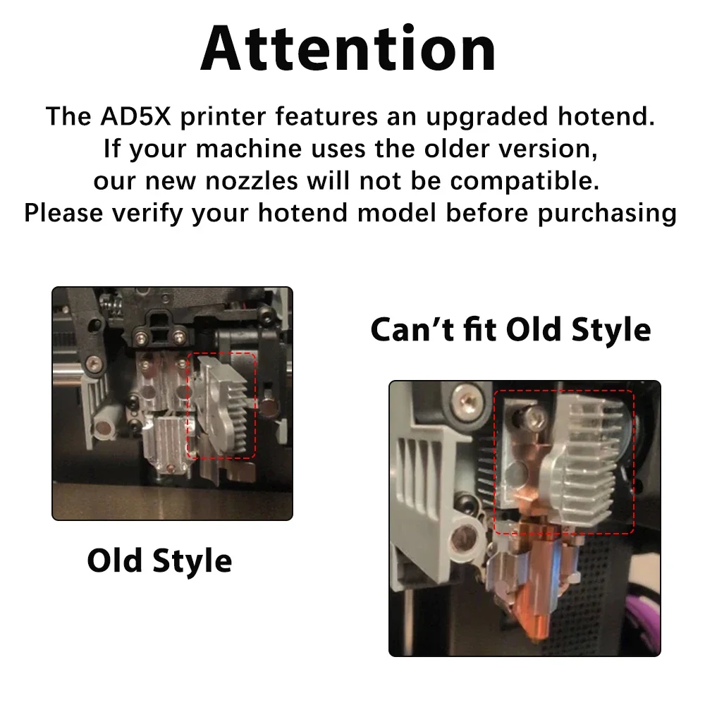 For FlashForge AD5X Nozzles Hardened Adverturer Extruder Hotend 3D