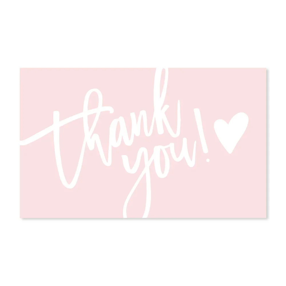 30pcs/pack Pink Thank You Card For Supporting Business Package Decoration "Gorgeous Thanks" Business Card Handmade With Love