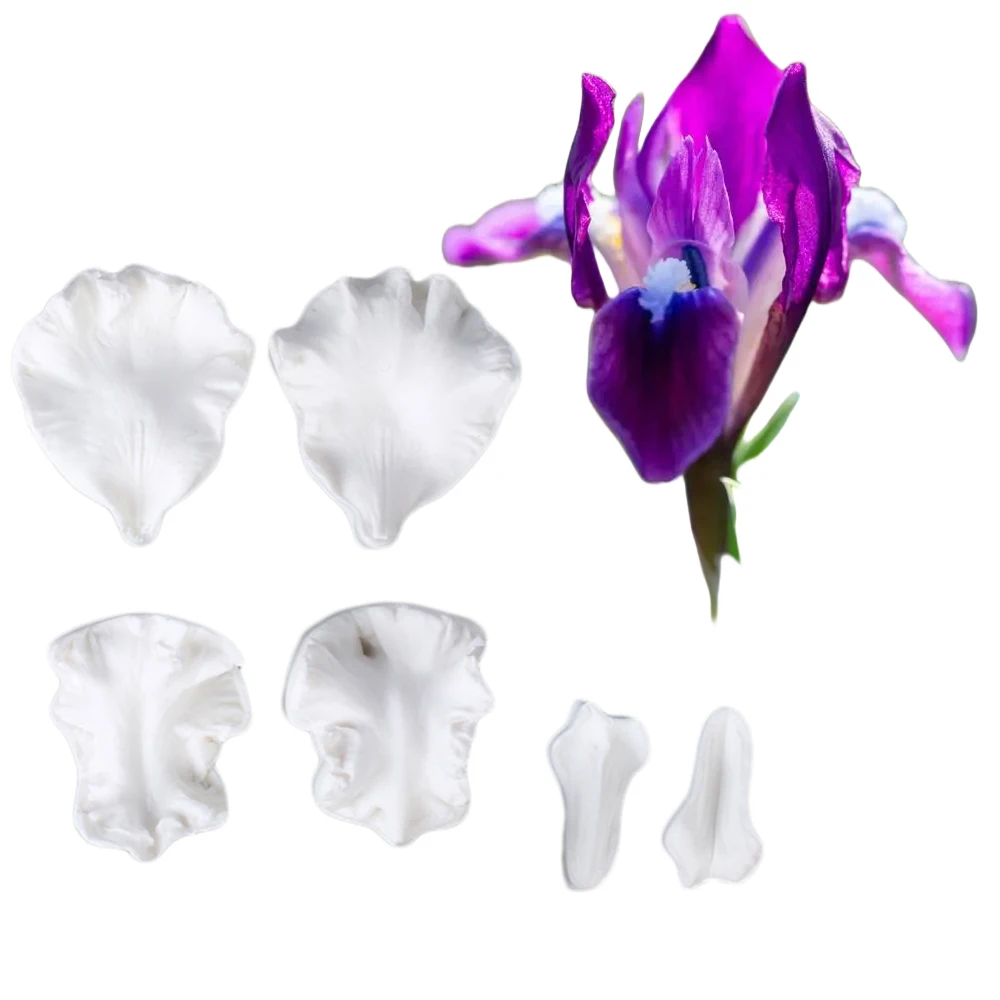 

6PCS Iris Floral Flower Leaves Petal Veiners Silicone Moulds Chocolate Sugar Paper Clay Fondant Cake Decorating Tools M2830