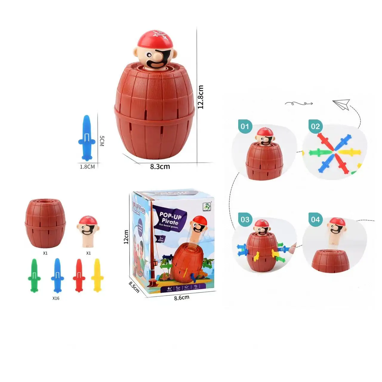 Mini neue lustige Piraten fass Spielzeug Glücks spiel springen Piraten Eimer Schwert Stich Pop-up knifflige Spielzeug Familie Witze für Kind Kind Geschenk – Detail 2
