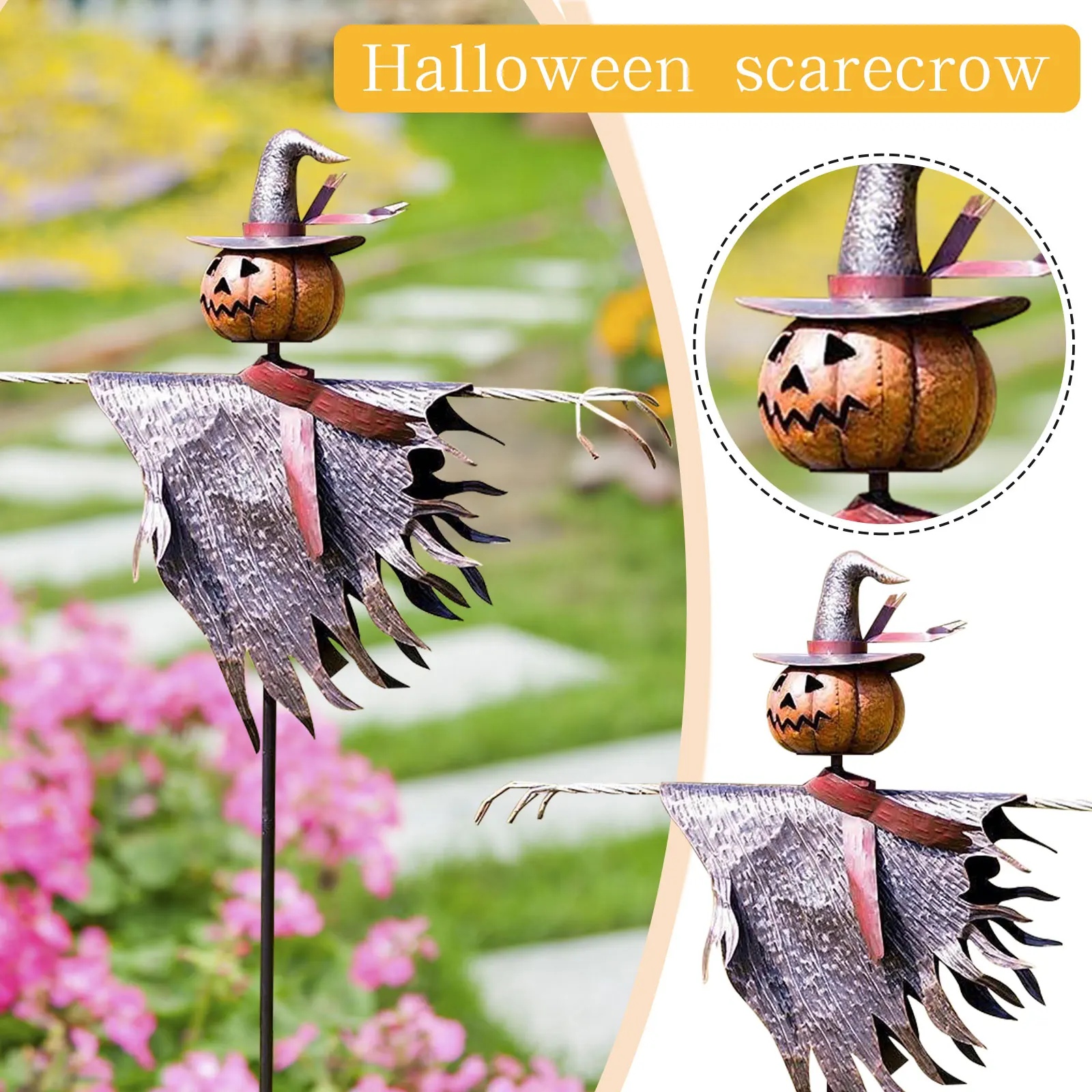 Halloween Scarecrow Decoration Jack O Lantern Ground Standing Decor for Garden Home Yard Porch (1pc) party balloon shop near me