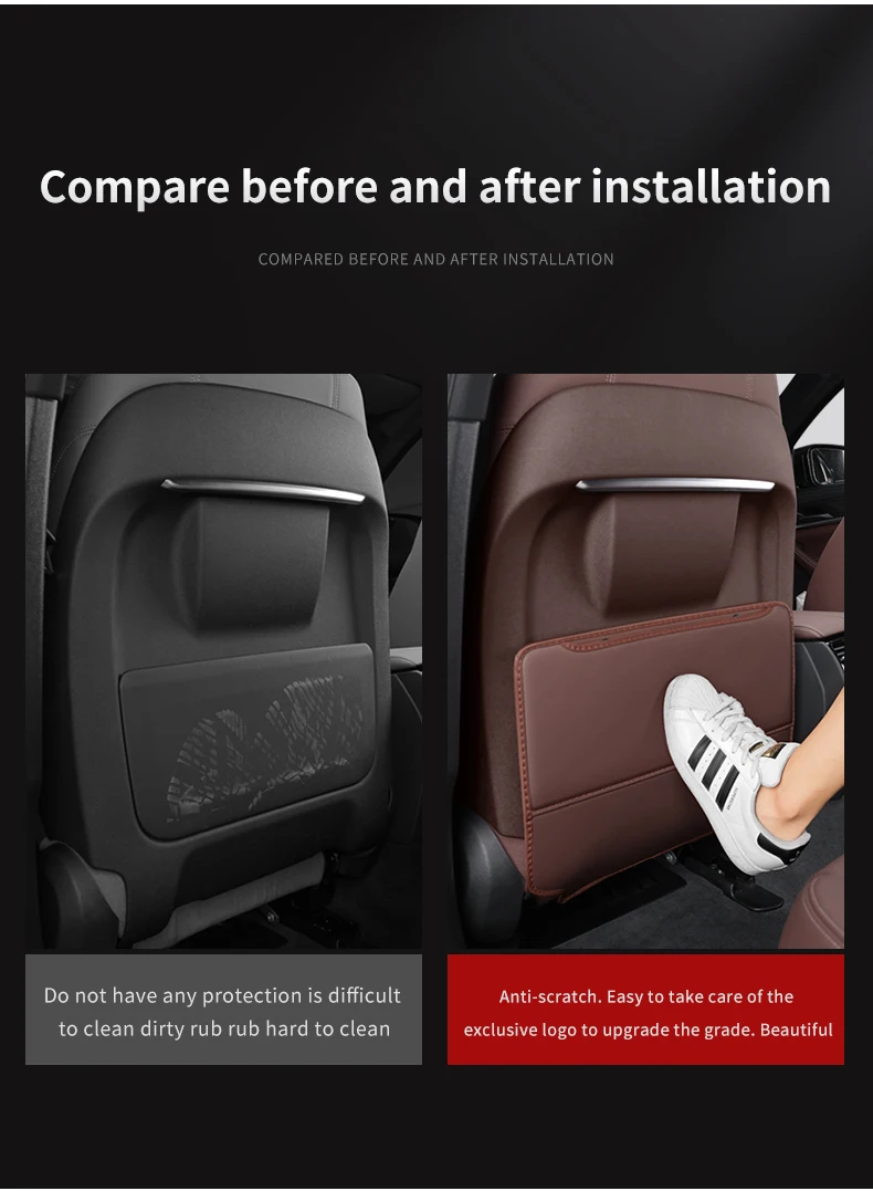 2 stücke Auto Sitz Zurück Anti Kind Kick Pad Für TESLA MODELL Y 3 2023 Protector Matte Lagerung Taschen Abdeckung auto Innen Zubehör – Detail 5