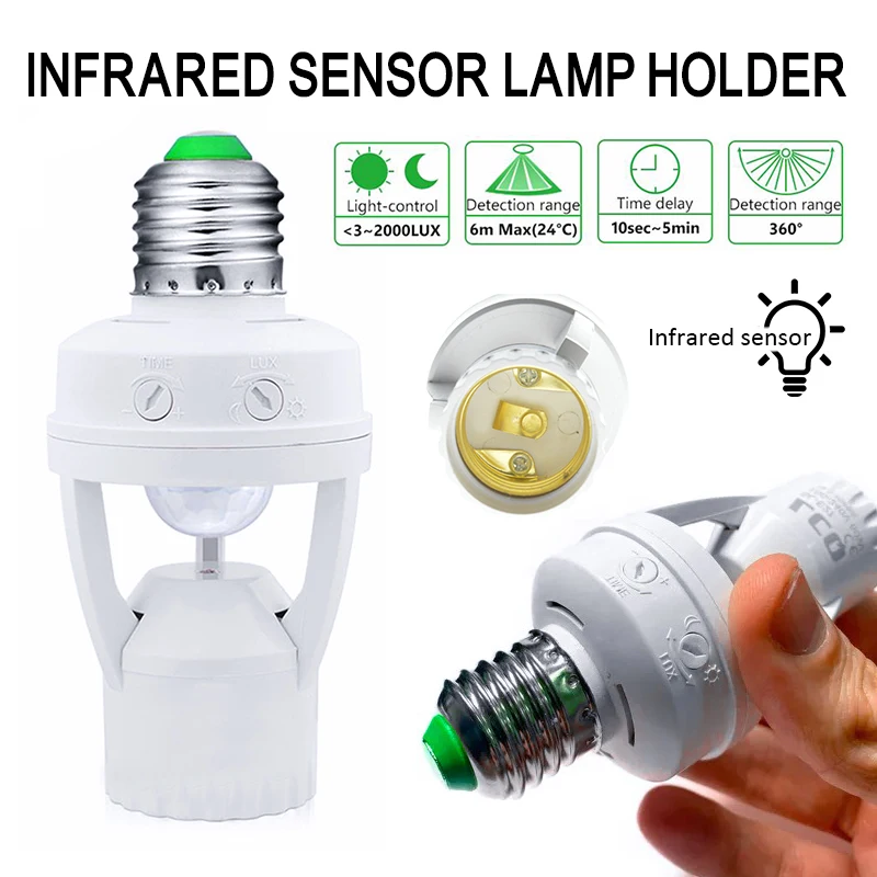 

Socket E27 Converter With PIR Motion Sensor Smart Home High Sensitivity Smart Switch E27 Lamp Holder Base For Led Lamp