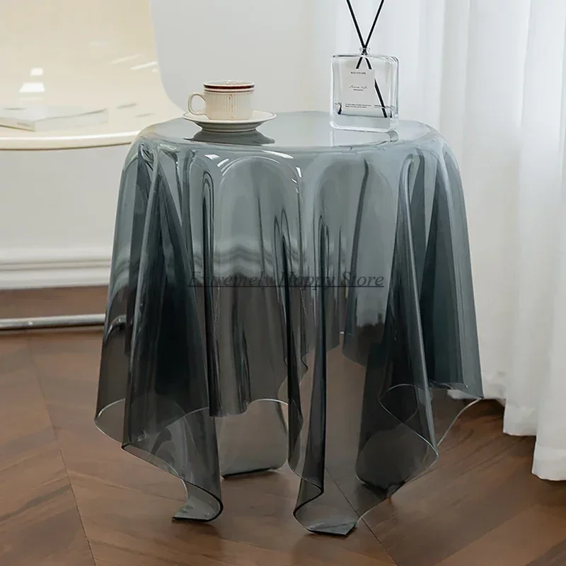 

Transparent Acrylic Coffee Table Modern Round Minimalist Aesthetic Mobile Side Table Designer Nordic Stolik Kawowy Furniture