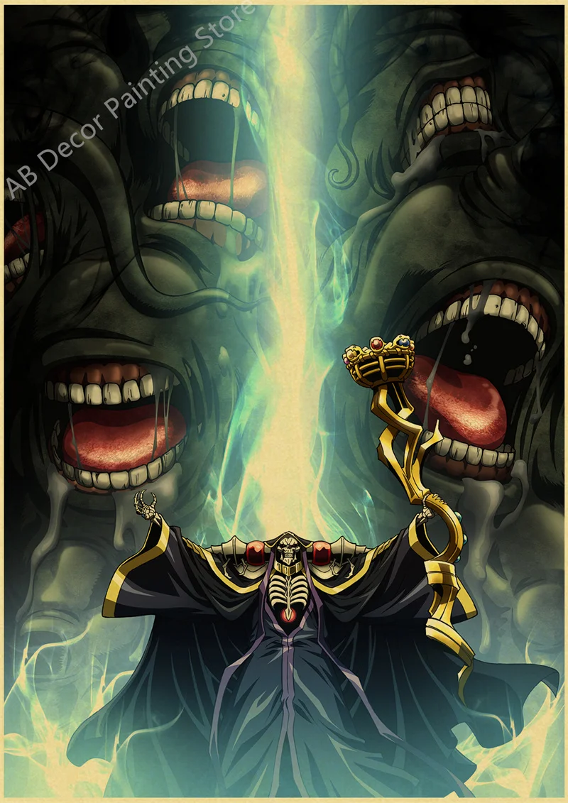 Retro overlord iv temporada 4 anime posters ainz albedo kraft impressão de  papel vintage casa sala