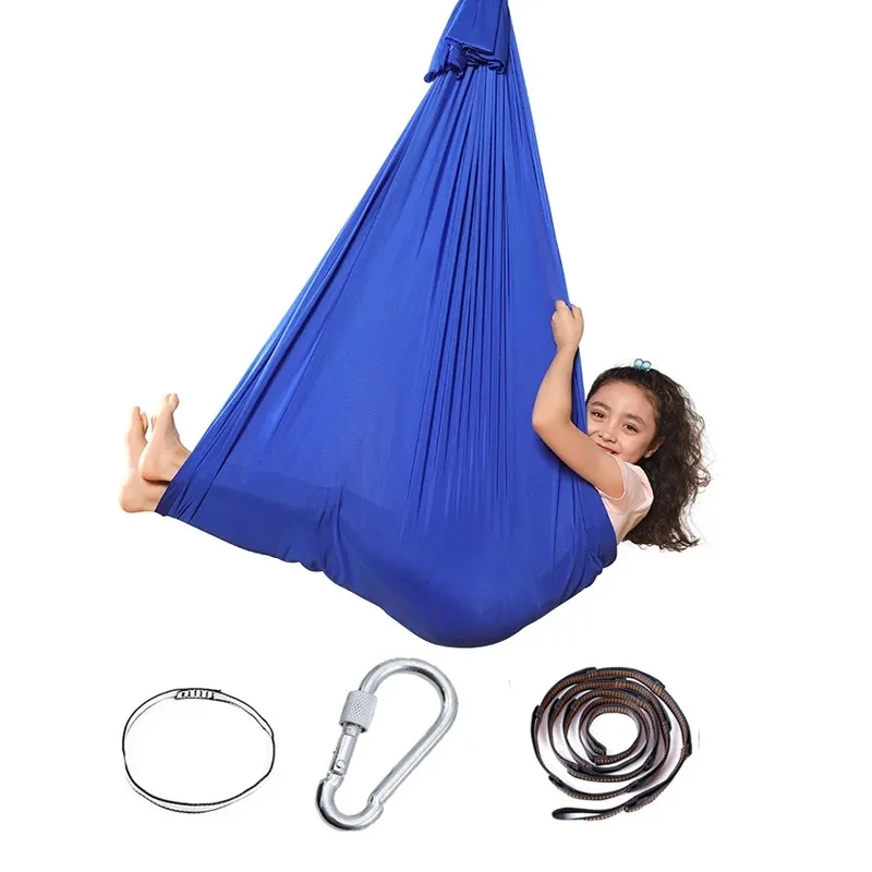 150x280cm Full set Kids Home Hanging Swing Seat Yoga Fitness Hammock Nylon Elastic Therapy Cuddle Wrap Aerial Yoga Equipment 5