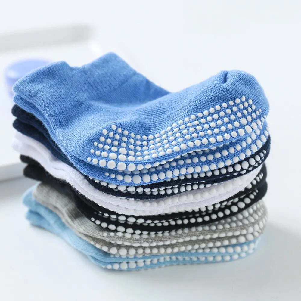 6 Pairs/Lot Cotton Baby Anti-slip Boat Socks For Boys Girls Low Cut Floor Kids Toddler Sock With Rubber Grips For 0-1Years non slip floor socks baby socks children socks ankle socks