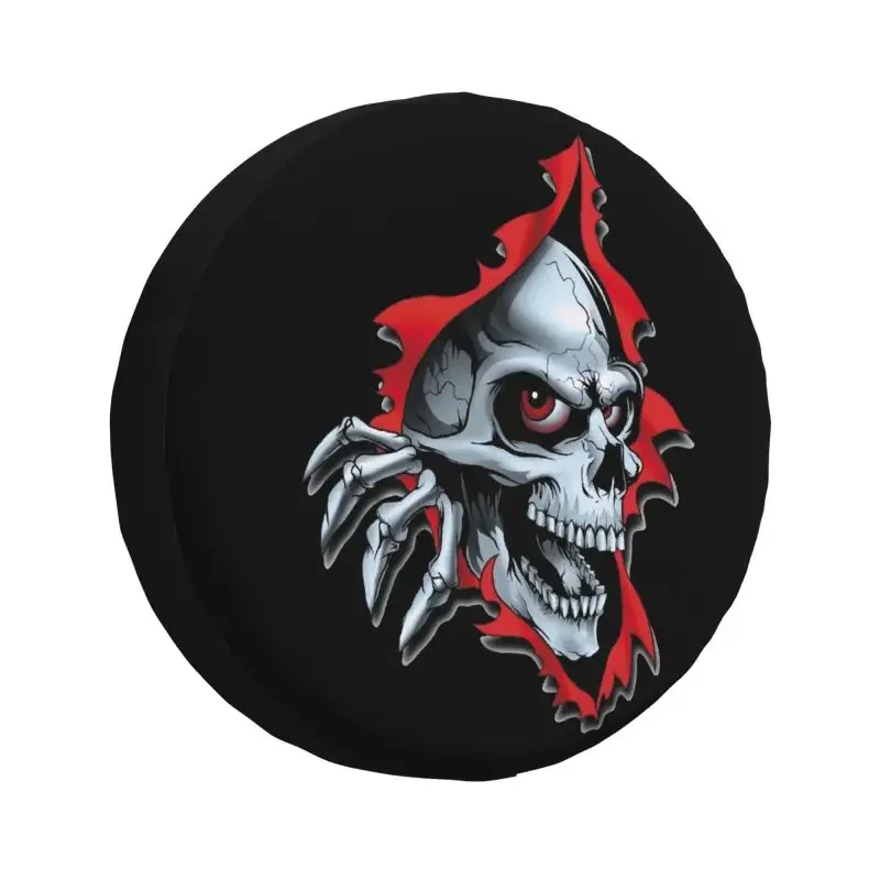 

Torn Metal Skull Tire Cover 4WD 4x4 Trailer Gothic Skeleton Spare Wheel Protector for Jeep Grand Cherokee Car