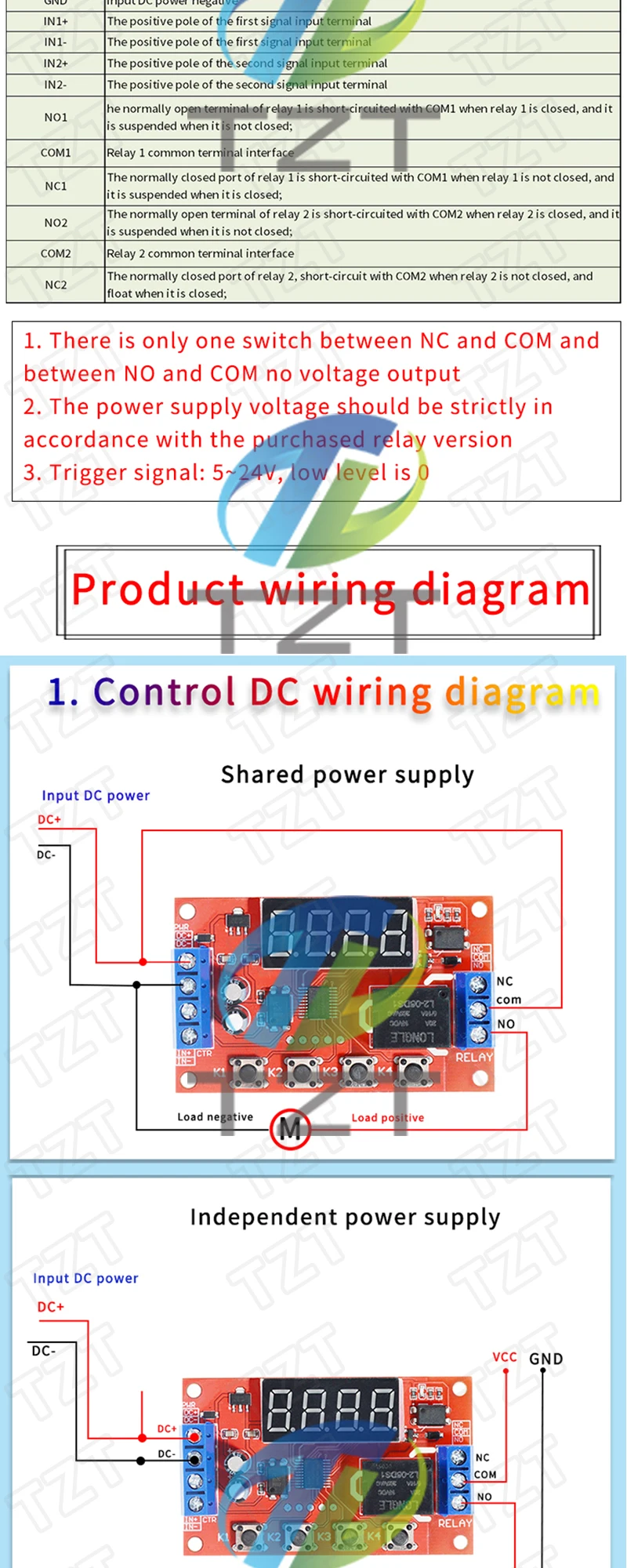 Tzt dc 5v 12v 24v 10a einstellbares Zeit verzögerung relais modul 32 Modi LED Digital Timming Trigger Timer Steuersc halter Impuls zyklus – Detail 3