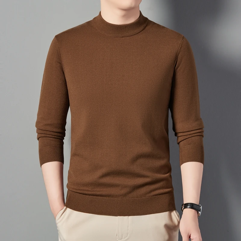 

2023 Autumn and Winter New Men's Sweater Anti-Pilling Half Turtleneck Thickened Warm Sweater Solid Color Fashion Simple Pullover