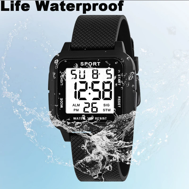 YIKAZE Sports Watch for Men Luminous Waterproof Men's Sport Watches Outdoor Military Clock Student LED Electronic Wristwatch 6