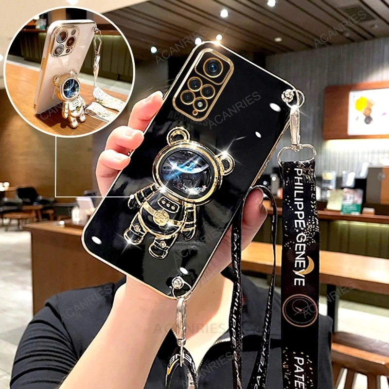 Étui de protection en silicone avec lanière pour Xiaomi Redmi Note 11 Pro 4G 5G 11S 10 10S 11Pro 9 8 Astronaut_voghion.com