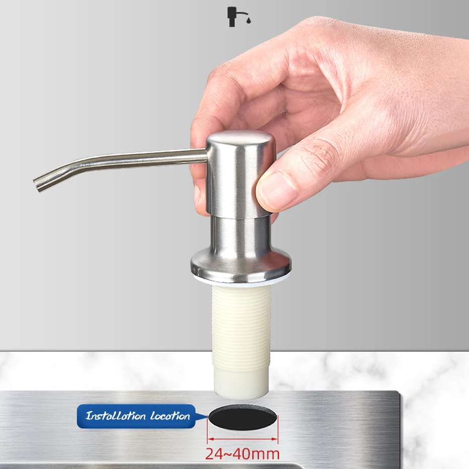 Stainless Steel Built-in Kitchen Sink Soap Dispenser, 500ml Capacity