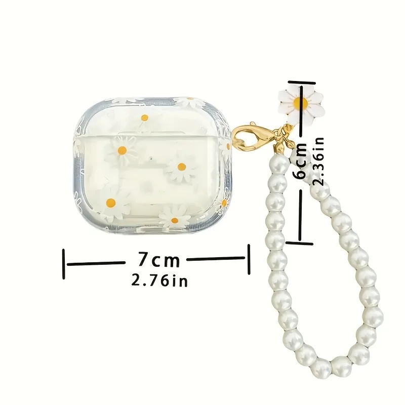 White Daisy Flower Pattern Protective Case for AirPods