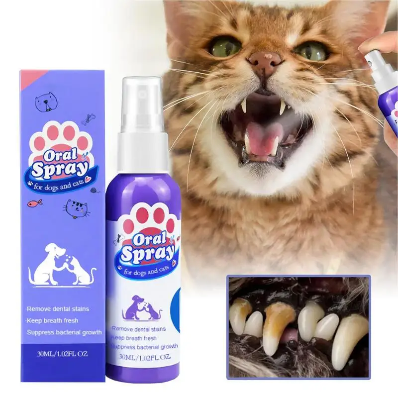 

60ml Oral Spray for Dogs Cat Breath Freshener Spray Safe Pets Fresh Breath Dental Spray for Dogs and Cats without Brushing