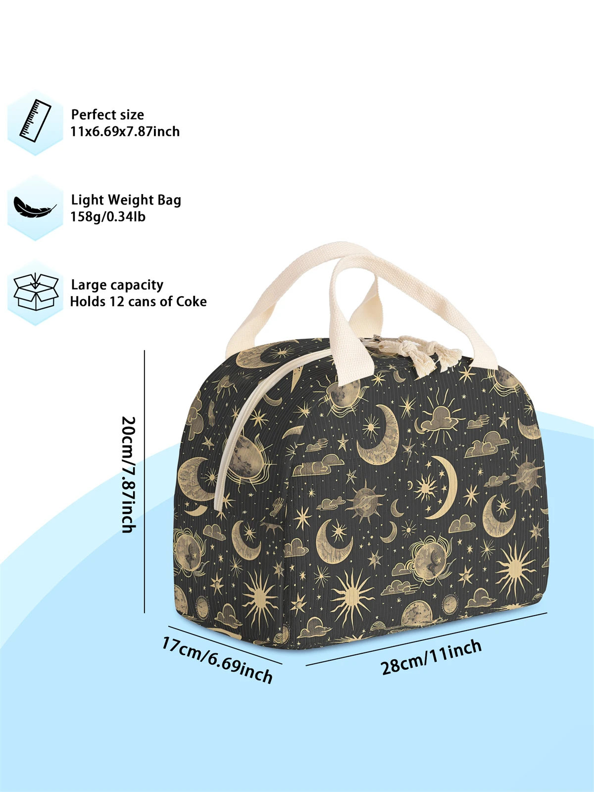 1pc- insulated lunch box bag thickened student portable lunch bag