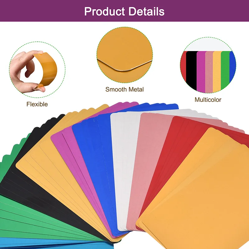 50/100/300/500pcs 금속 명함 빈 0.21/0.45mm 두꺼운 알루미늄 레이저 사용자 정의 DIY에 대 한 인쇄 가능한 이름 카드 조각