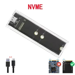 Transparent Dual-Protocol M.2 SSD Enclosure with 10Gbps USB-C Connection (NVME)