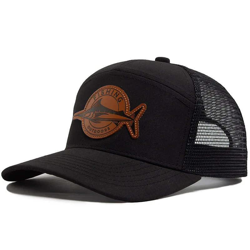 Summer Hot Sale Unisex Seven-Panel Style Trucker Hat Adjustable Baseball Cap Shark Pattern Patch Fishing Hat Mesh  Sports Dad Ha 5