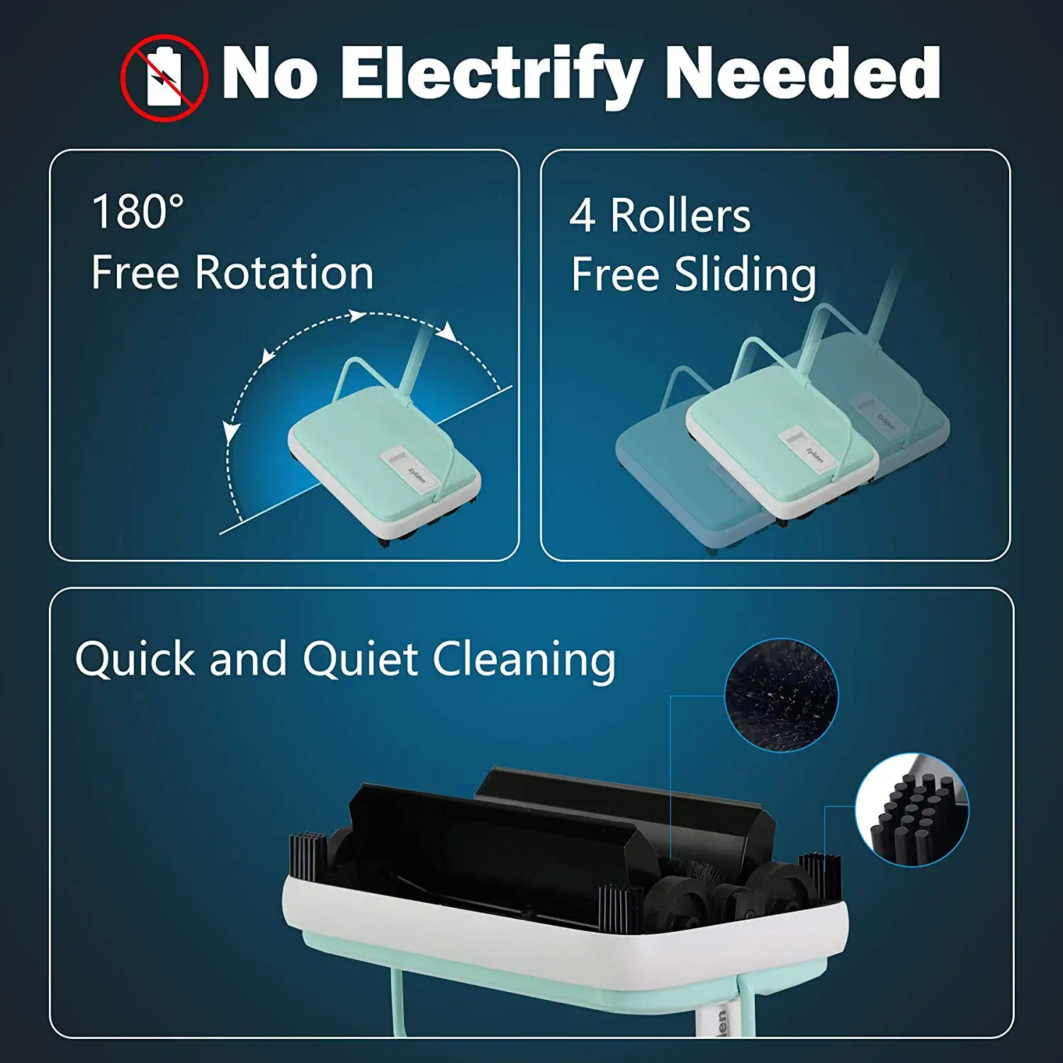 Eyliden Hand Push Automatic Broom Carpet Sweeper Lightweight Compact for Home Office Carpet Rugs Dust Scraps Paper Cleaning carpet floor sweeper