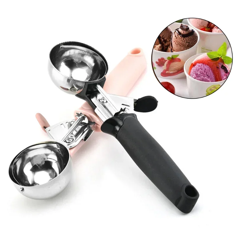 Ice Cream Scoop Stainless Steel Ice Cream Spoon Metal Icecream Cookie Scoop Melon Fruit Baller Ball Maker Kitchen Tools