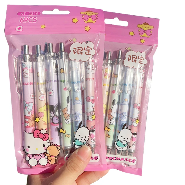 6pcs Sanrio Gel Pen Kawaii Melody Hellokitty Cinnamoroll Kuromi