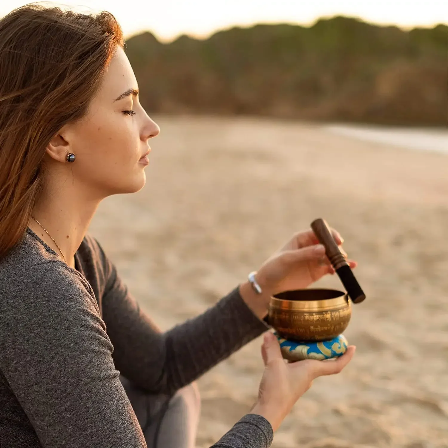 12cm Diameter Handmade Singing bowls with Leather Stick 4 Buddha Design Meditation Mindfulness Sound bowl 5