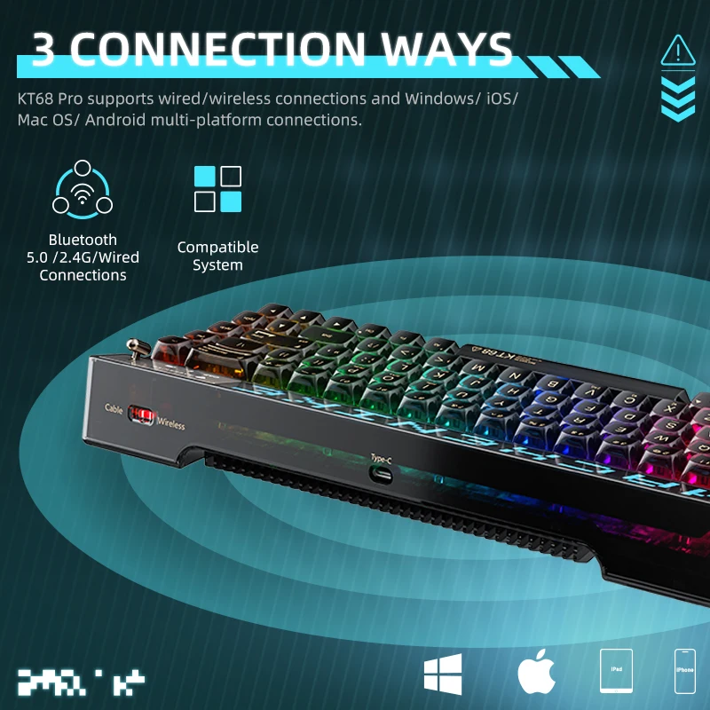 Machenike KT68 Pro スマート スクリーン メカニカル キーボード 65 