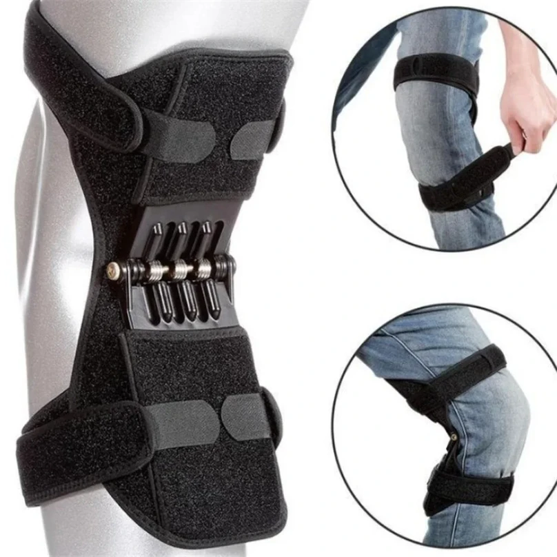 Sport joint patella power lift knee braces elderly walking support protect fixed booster breathable rebound spring knee
