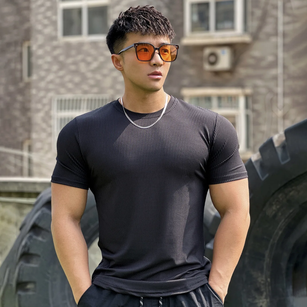 

Fitness training running athleisure vertical stripes short sleeve t-shirt my body my choice men clothing