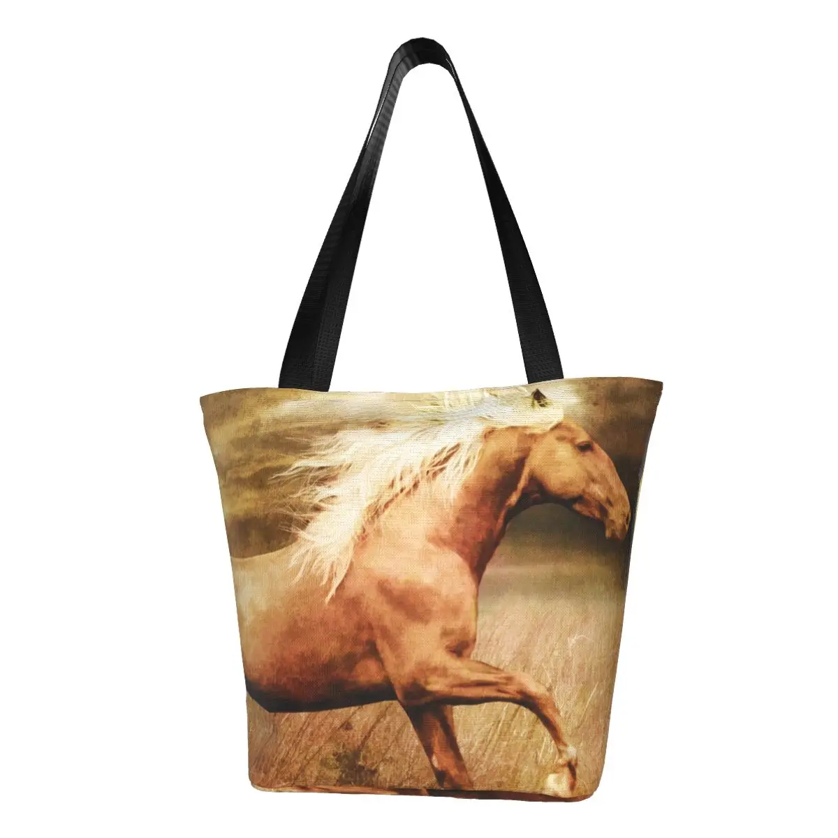 

Лошадиный галоп сумка-шоппер с изображением животных, дизайнерская сумка на плечо, женская сумка-тоут из полиэстера, студенческие сумочки для путешествий