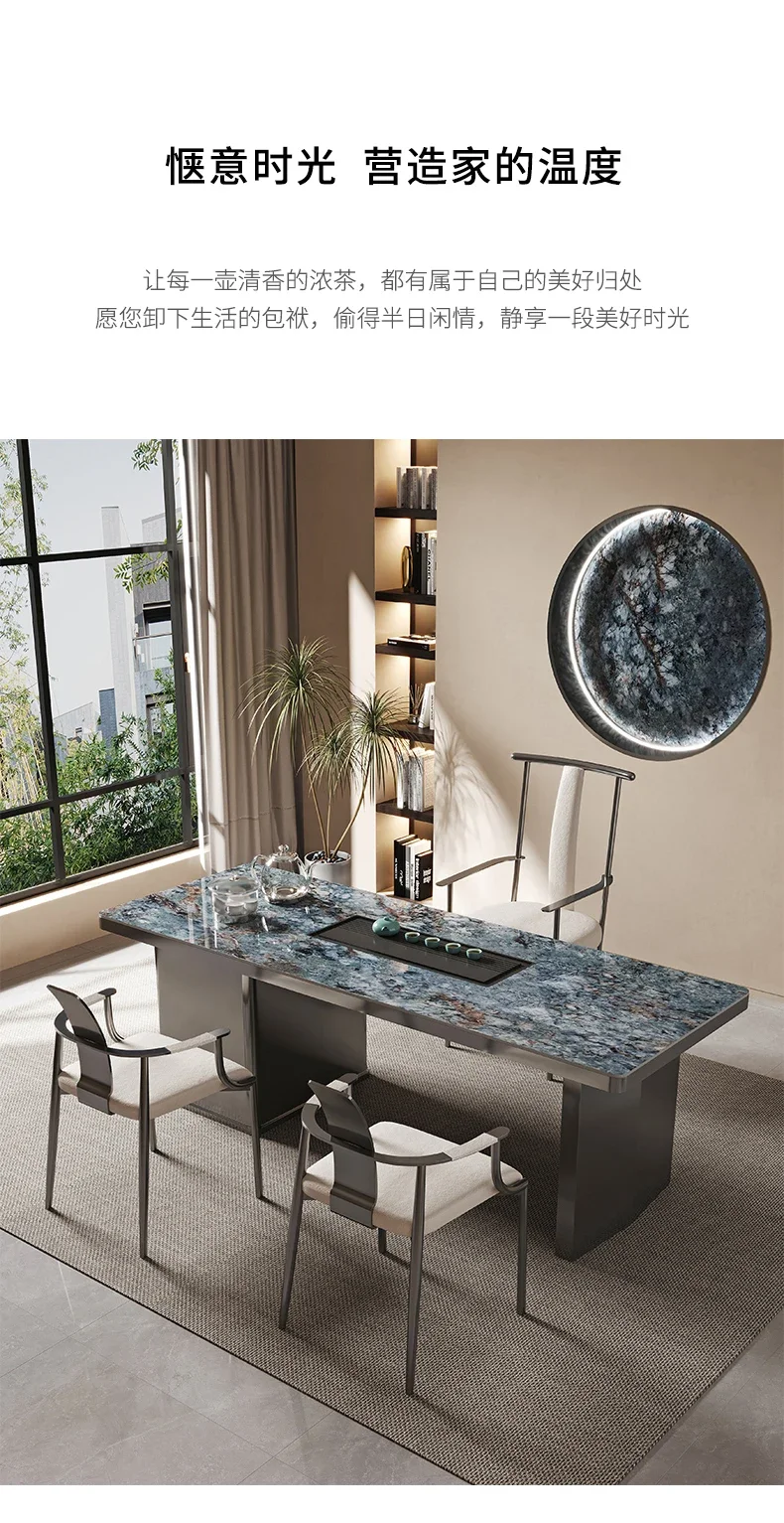 

Lekki, luksusowy stół deska kamienna-zestaw krzeseł nowoczesny, prosty, wysokiej jakości deska kamienna stół