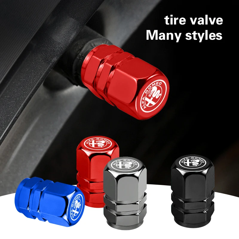 Set of 4 Premium Metal Bolt-In Wheel Tire Valve Caps with Car Emblem