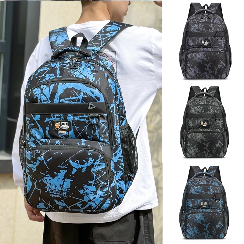 Men's backpack, large capacity business travel backpack, adjustable shoulder strap, multiple pockets, suitable for work and leis