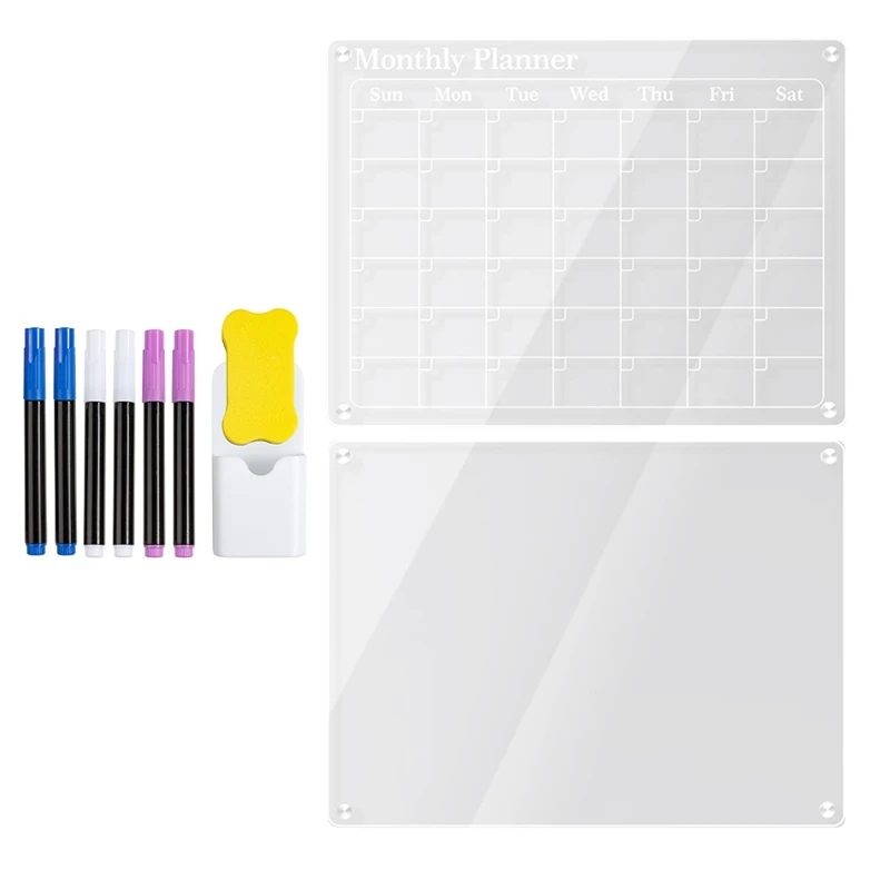 1-set-16x12inch-reusable-dry-erase-board-for-fridge-clear-board-dry-erase-fridge-for-reusable-planner-with-dry-erase-markers