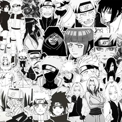 Black & White NARUTO Anime Graffiti Stickers - Cool Cartoon Waterproof Decals (50PCS)