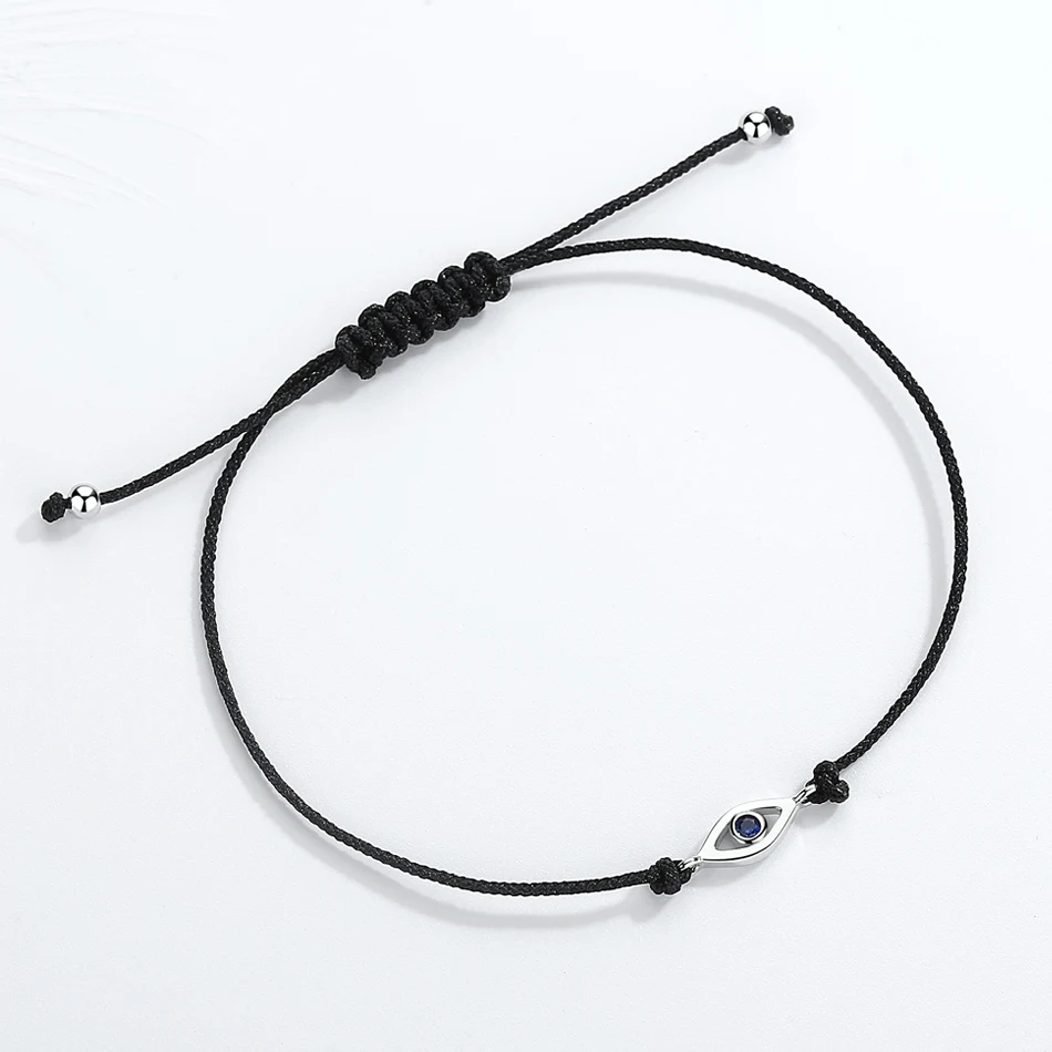 German SIlver Black Thread Evil Eye Adjustable Bracelet for Women and  Girls.